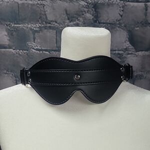 Black Faux Leather Cosplay Pleasure Play Lingerie Accessory Adjustable Mask